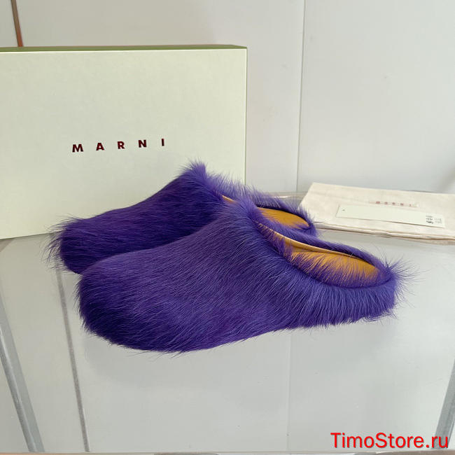 marni sabot Horsehair slippers purple - 1