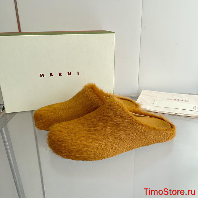 marni sabot Horsehair slippers dark yellow - 1