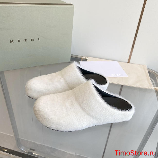 marni sabot Horsehair slippers white - 1