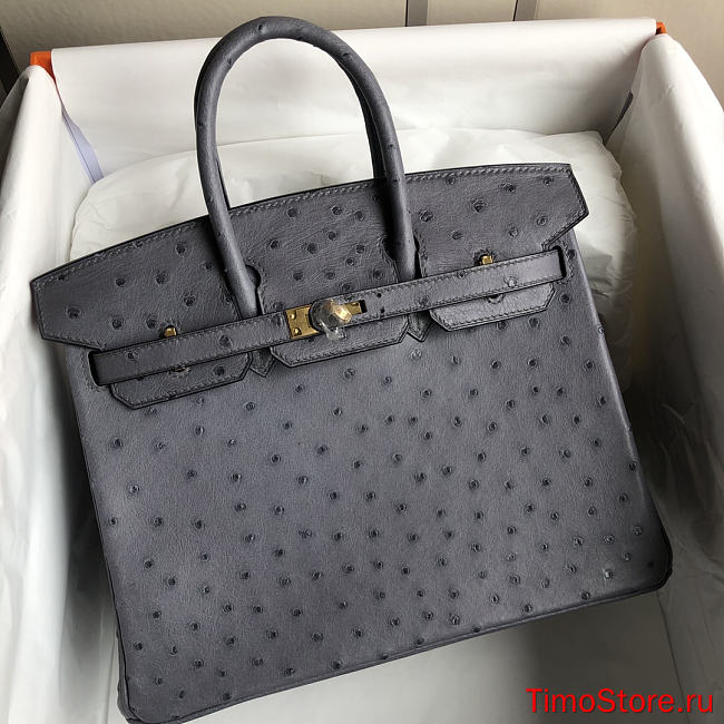 hermes Birkin Bag Ostrich Leather grey 30cm - 1