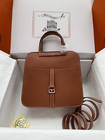 hermes halzan gold brown silver hardware 25cm