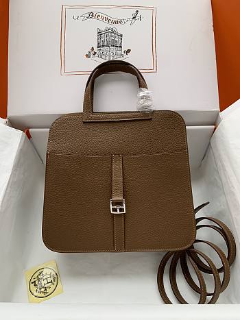 hermes halzan maroon silver hardware 25cm