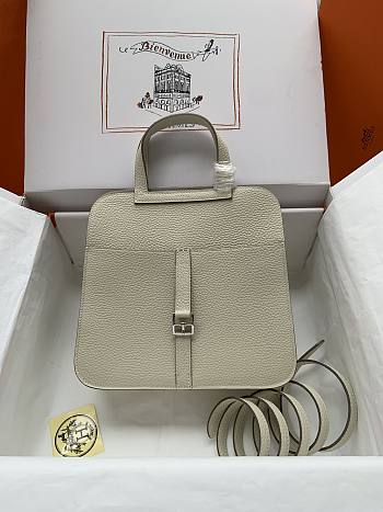 hermes halzan cream white silver hardware 25cm