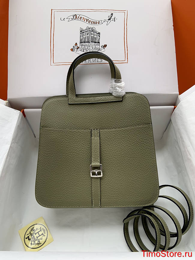 hermes halzan sage green silver hardware 25cm - 1