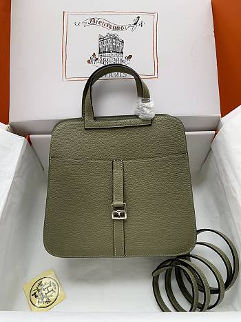 hermes halzan sage green silver hardware 25cm