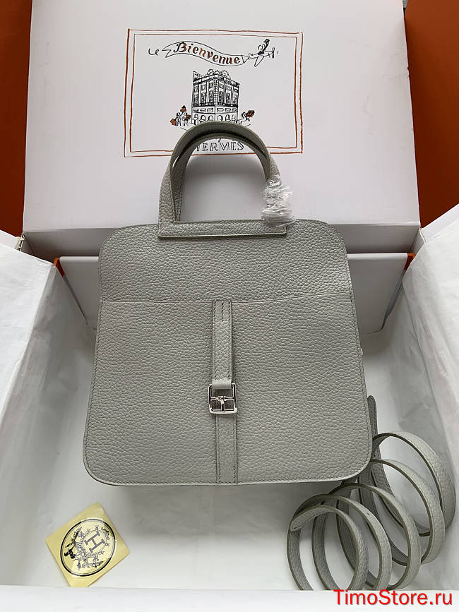 hermes halzan Pearl Grey silver hardware 25cm - 1