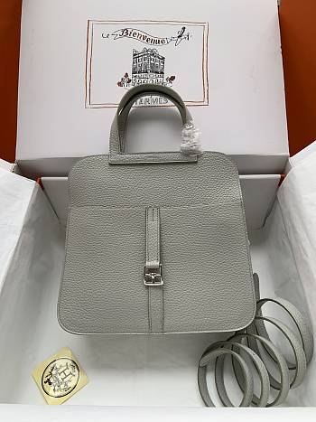 hermes halzan Pearl Grey silver hardware 25cm