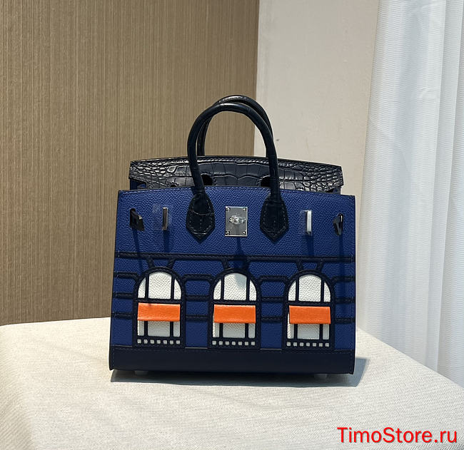 hermes birkin house blue 20cm - 1