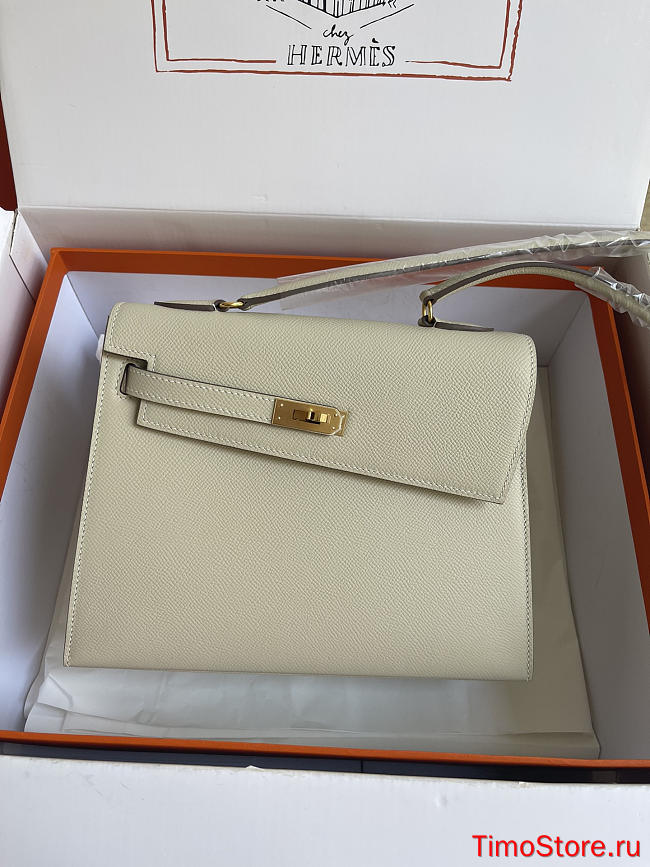 hermes kelly endesordre cream white 25cm - 1