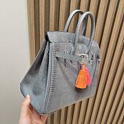 hermes Birkin 25cm Lizard Pewter Grey Etain Silver Buckle - 3