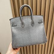 hermes Birkin 25cm Lizard Pewter Grey Etain Silver Buckle - 2