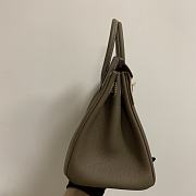 Birkin 25cm real shot original calfskin fully handmade elephant gray gold and silver buckle - 4