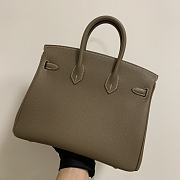 Birkin 25cm real shot original calfskin fully handmade elephant gray gold and silver buckle - 3