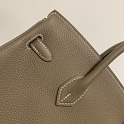 Birkin 25cm real shot original calfskin fully handmade elephant gray gold and silver buckle - 2