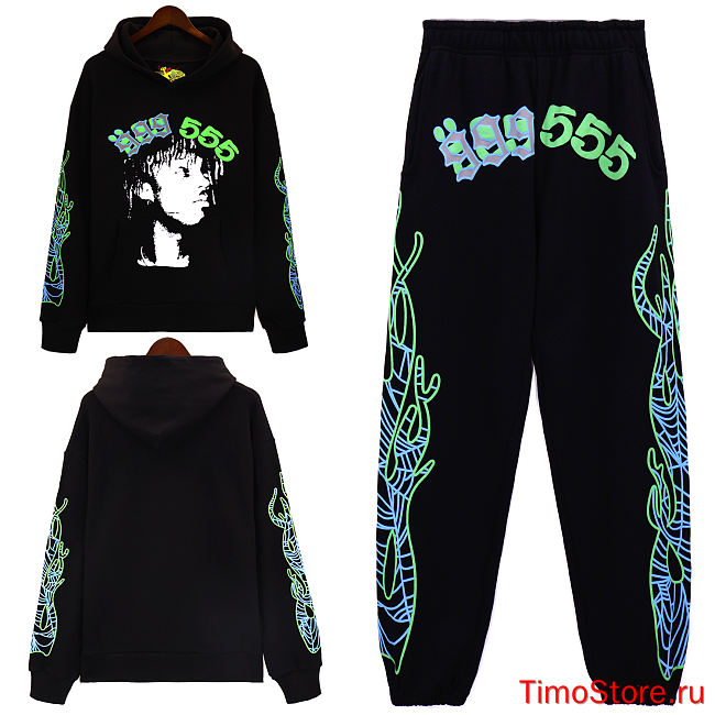 Sp5der American trend Logan celebrity style high street hip-hop suit street hooded sweatshirt sweatpants autumn and winter suit - 1