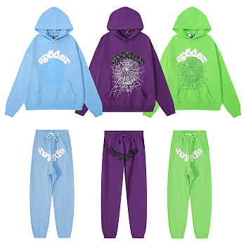 Sp5der 555555 hot diamond foam printing high quality pure cotton casual loose hoodie sweater for men and women