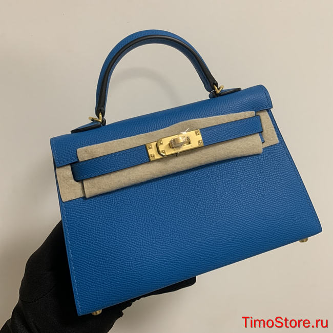 HERMES KELLY epsom mini 18cm blue - 1