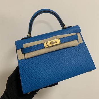 HERMES KELLY epsom mini 18cm blue