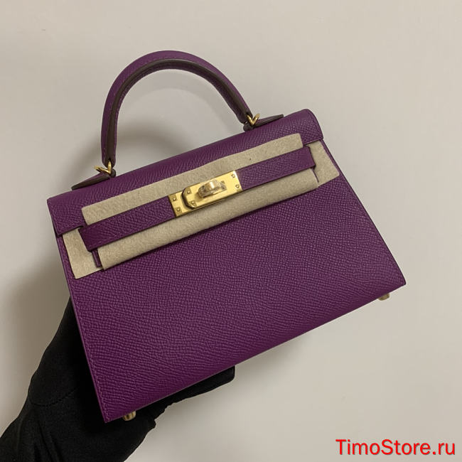 HERMES KELLY epsom mini 18cm purple - 1