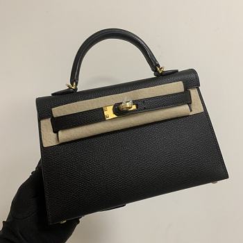 HERMES KELLY epsom mini 18cm black