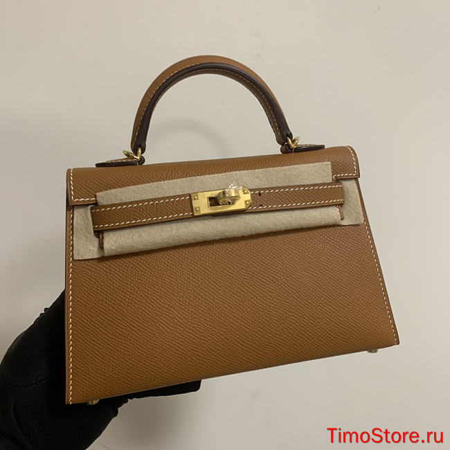 HERMES KELLY epsom mini 18cm brown - 1