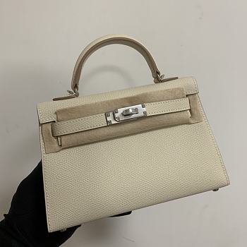HERMES KELLY epsom mini 18cm cream white
