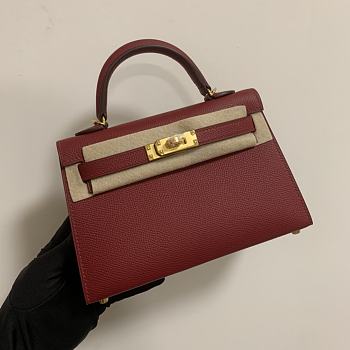 HERMES KELLY epsom mini 18cm dark red