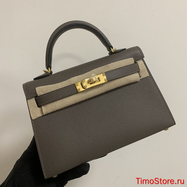 HERMES KELLY epsom mini 18cm dark grey - 1