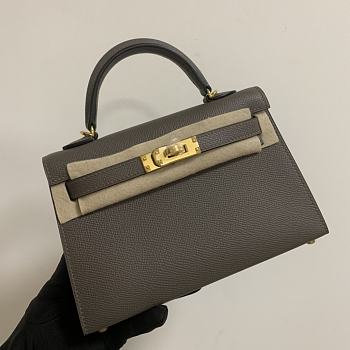 HERMES KELLY epsom mini 18cm dark grey