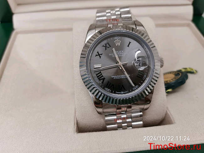 Rolex Day Date Silver Black Watch 41mm - 1