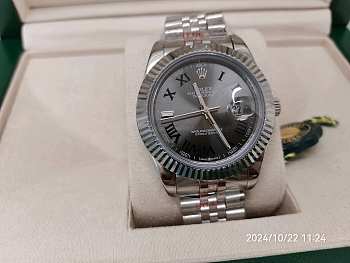 Rolex Day Date Silver Black Watch 41mm