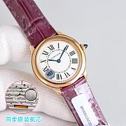 Cartier Ronde Louis quartz watch in rose gold with diamond-set bezel and alligator leather strap 18k - 1