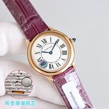 Cartier Ronde Louis quartz watch in rose gold with diamond-set bezel and alligator leather strap 18k