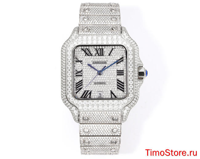 Cartier Santos Series Full Pave Diamond Edition 40mm 3 - 1