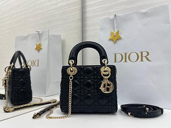 D1or Lady Bag black gold 17cm