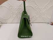 Delvaux Brillant Togo Bag In Green 28x13.5x22.5cm - 4